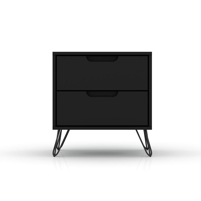 Rockefeller 20" Nightstand In Black (2-Drawer), Black