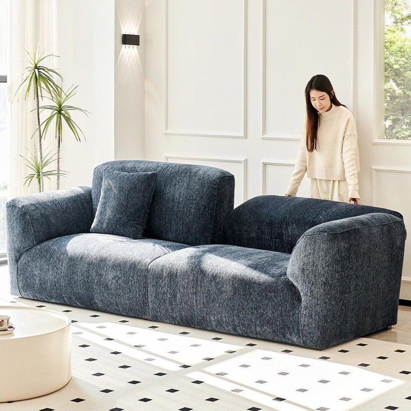 Canapé modulaire en chenille bleue, Bleu, H 34,65 po x l 86,61 po x P 40,55 po