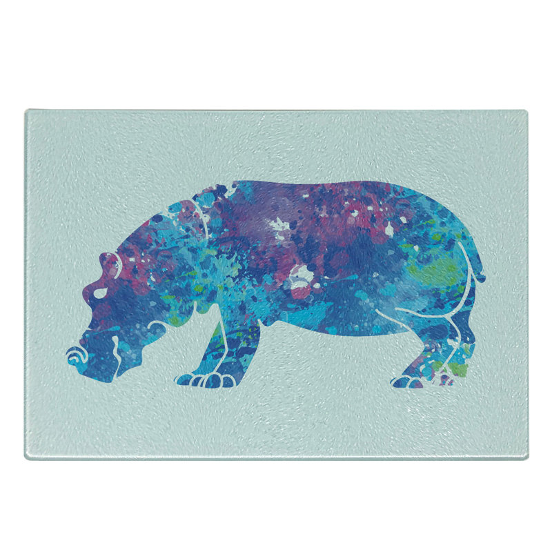 Multicolore, planche à découper en verre trempé Ambesonne Hippo