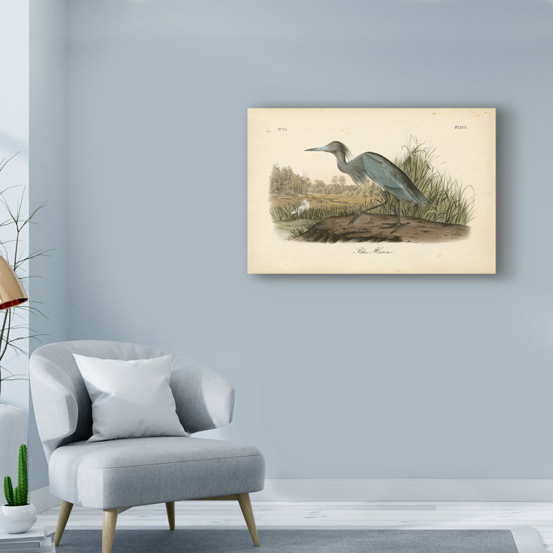 « blue héron », reproduction d’impression sur toile tendue, H 16 po x l 24 po x P 2 po