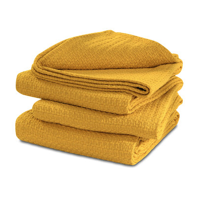 100% coton, couverture de lit thermique tissée, super douce, superposable et superposable pour toutes les saisons