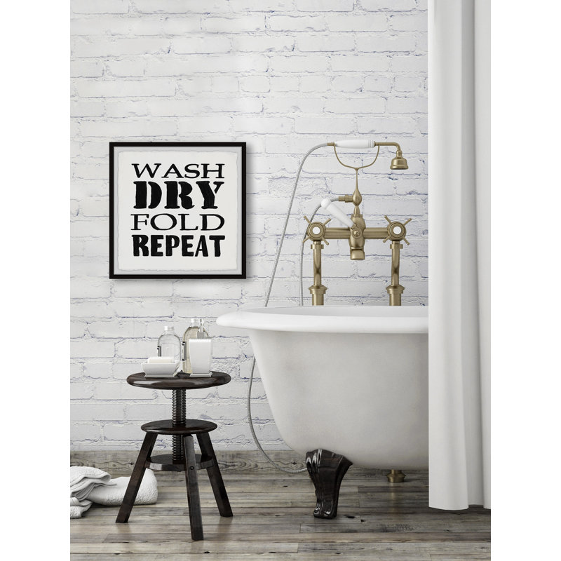 Wash Dry and Fold Repeat 1 Piece Single Picture Frame Wall Art, 45cm H x 45cm W x 3.81cm D