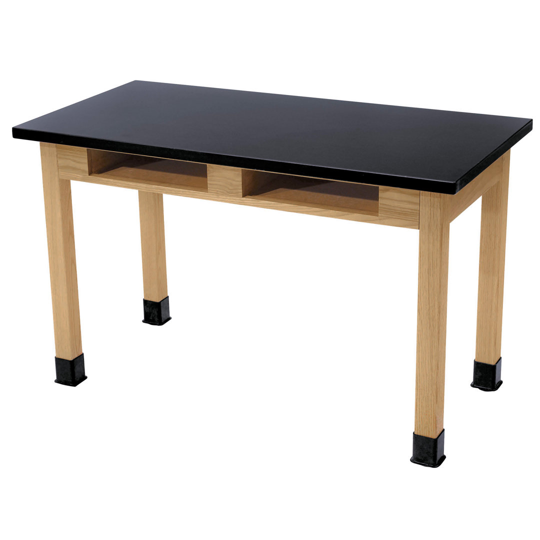 30" H Wood Science Table with Book Compartments National Public Seating