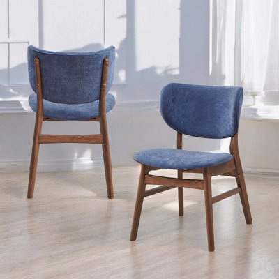 Ensemble de 2 chaises de salle à manger, chaise d'appoint en tissu et finition noyer