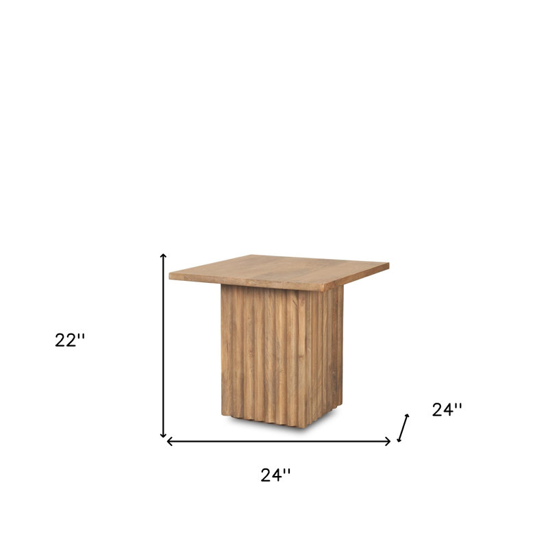 Table de bout carrée en bois massif brun 22 po Guice