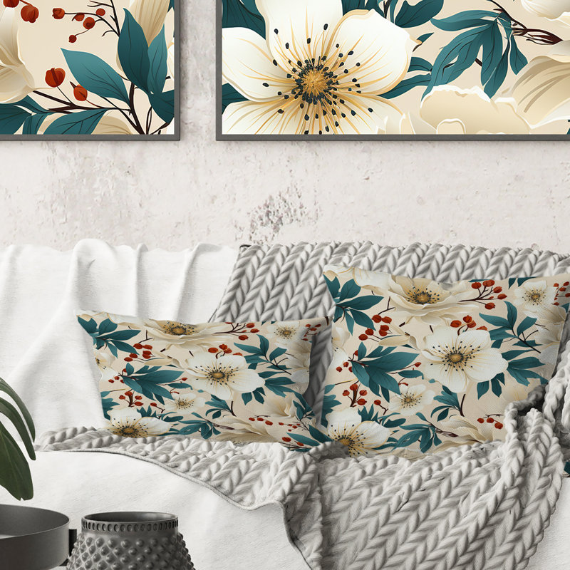 Coussin à imprimé floral Coastal Tranquil Florals Collage UnveILE III