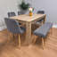 Light Wood-Effect Dining Table Set with Grey Velvet Chairs & Bench-1833873462