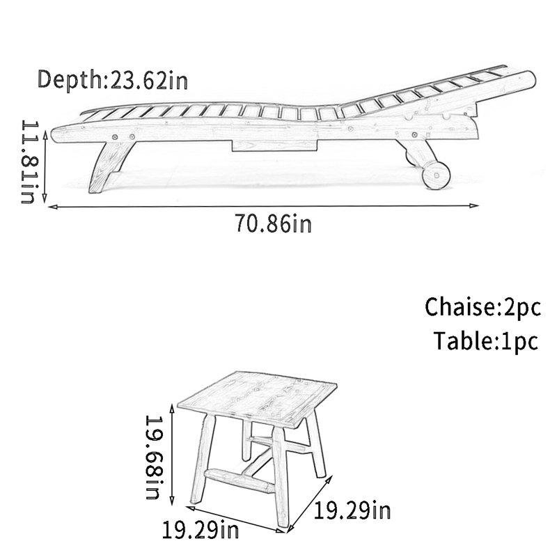 Ensemble de chaises longues d'extérieur avec table Nyvea