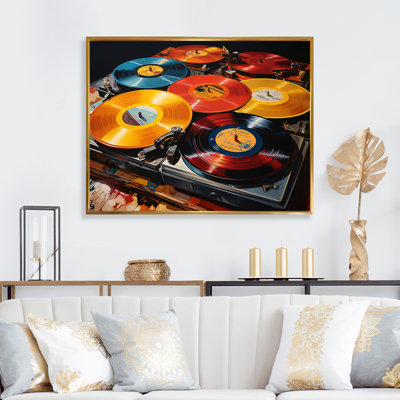 Music Canvas Wall Art, Colorful Vinyl Record Print - Colorful Vinyl Serenade I