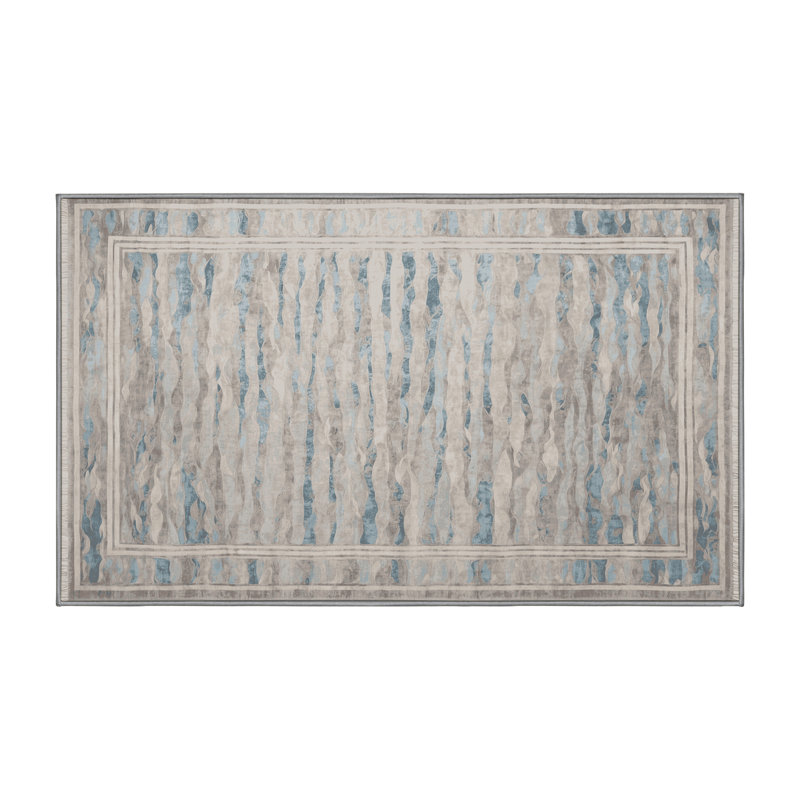 Machine Washable Gray Area Rug, Rectangle 4' x 6'