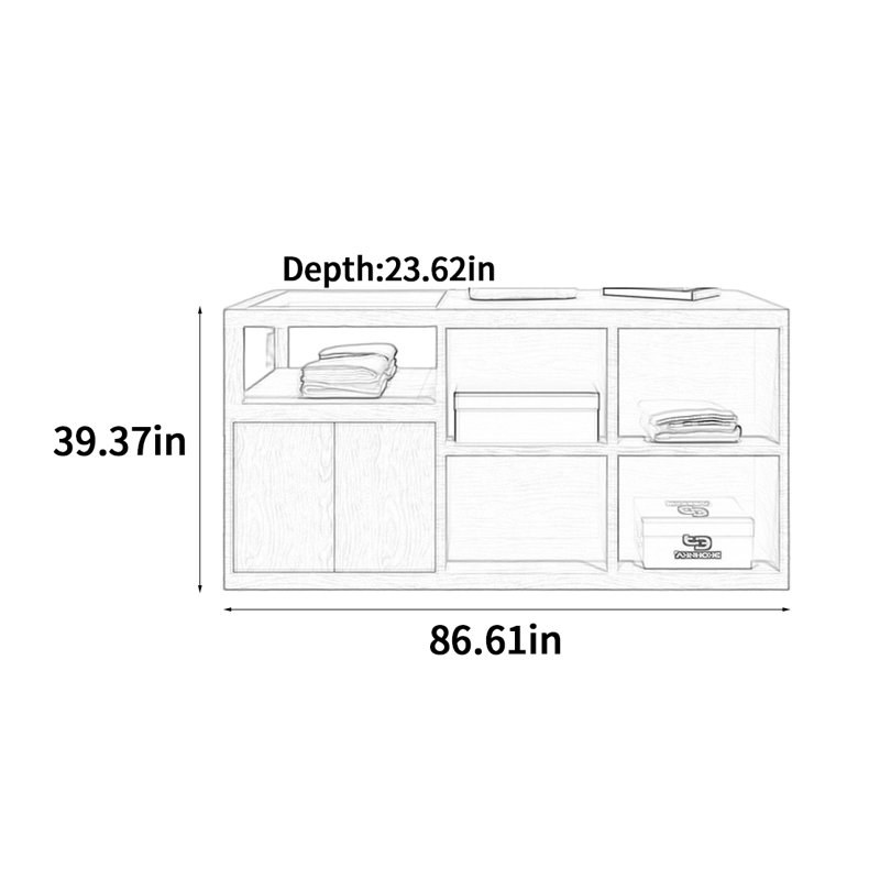 Vitrine Fashion, H 39,37 po x l 86,61 po x P 23,62 po
