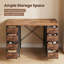 Bureau d'ordinateur 47 po avec 8 tiroirs de rangement en tissu, bureau d'écriture moderne, bureau en bois et métal pour bureau, chambre à coucher et petits espaces