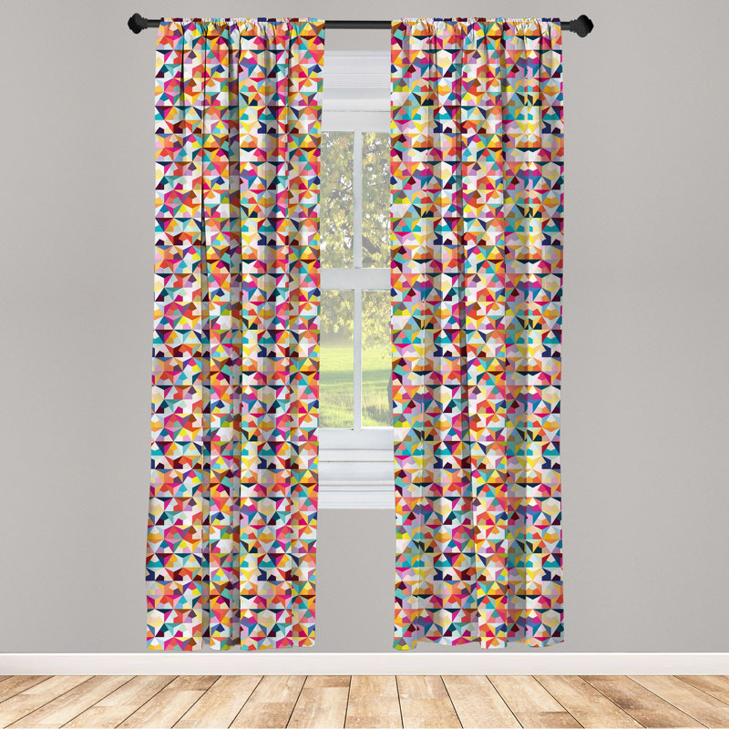 Geometric Semi-Sheer Rod Pocket Curtain Panels, 28" x 95"