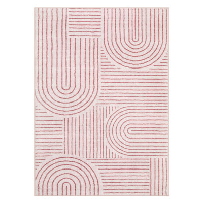 Celeta Abstract Rainbow Striped Area Rug - Colorful Modern Carpet for Living Room, Bedroom, or Office Decor