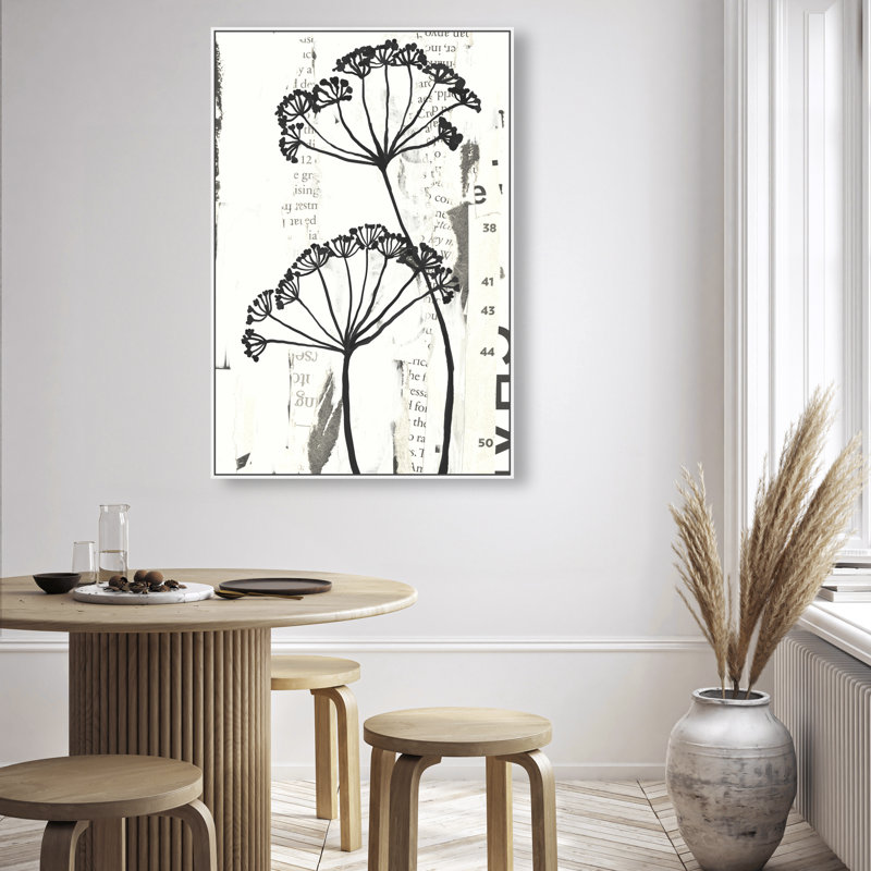 Botanical Shadow Canvas Floral & Botanical Print by Oliver Gal, Black Frame, 10 x 15, 37"H x 25"W, White Floater Frame