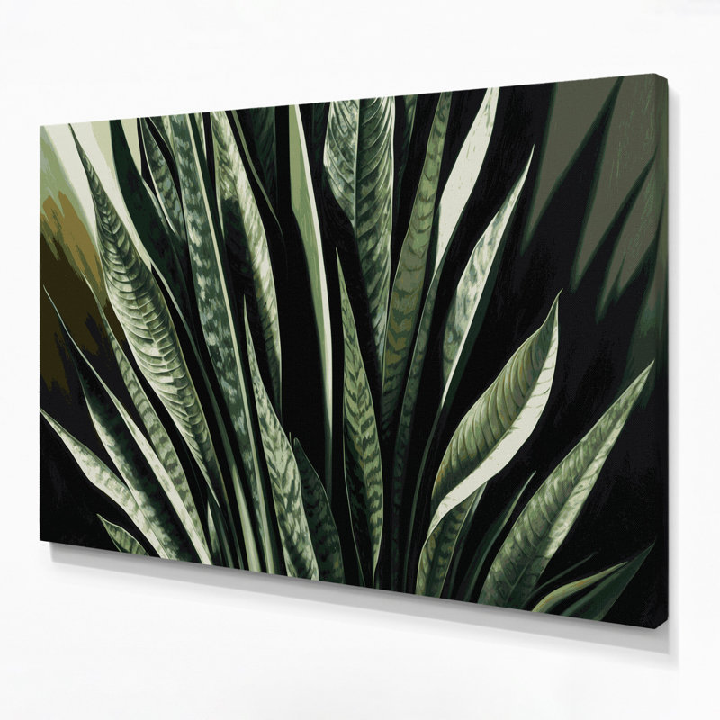 «Botanical Snake Plant», art mural sur toile verte, H 24 po x l 36 po