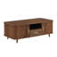 Table basse rectangulaire avec finition en noyer brun et rangement caché, meuble audio-vidéo de salon