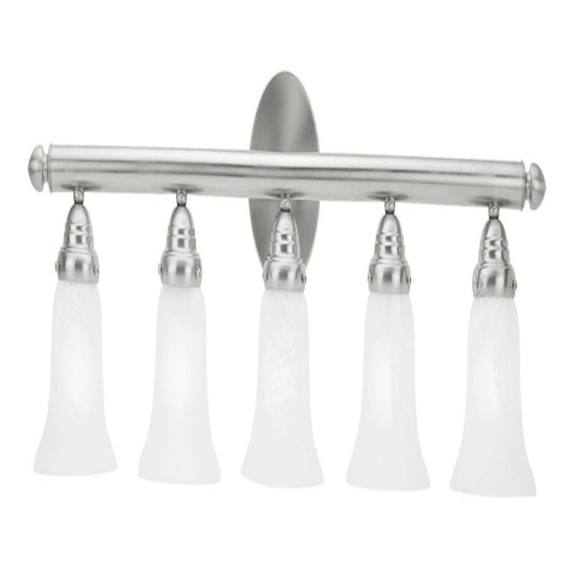 Éclairage pour meuble-lavabo à 5 lumières Ferri, Nickel brossé