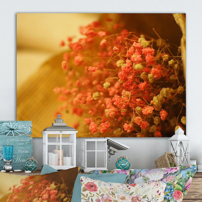 «Red Blossoming Spring Flowers», reproduction sur toile flottante, H 12 po x l 20 po x P 1 po, Toile tendue