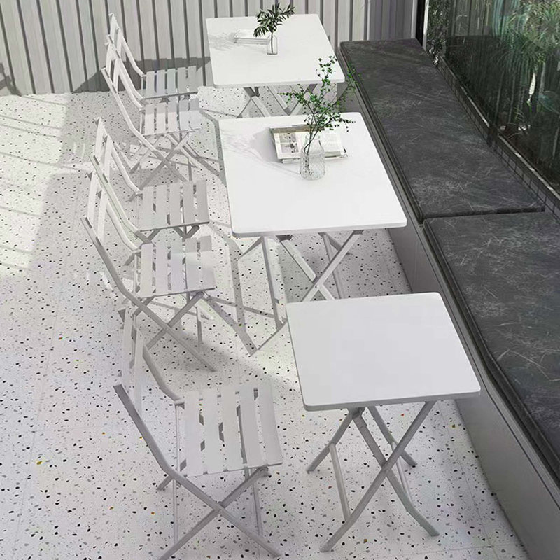 Ensemble bistro 3 pièces de table carrée pliable et chaises, Blanc