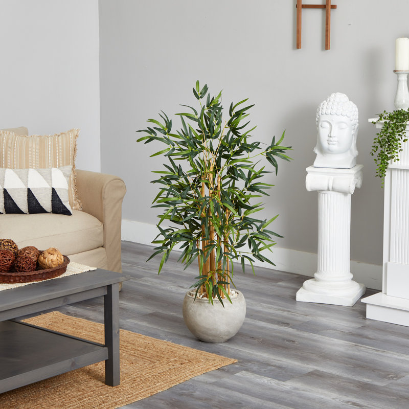 48'' Faux Bamboo Tree in Stone Planter