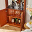 Armoire de rangement autoportante de 70,86 po (180 cm) de hauteur, armoire à vin 5 niveaux avec portes en verre trempé, dossier en miroir, tablettes réglables pour la cuisine du salon, vitrine moderne en bois