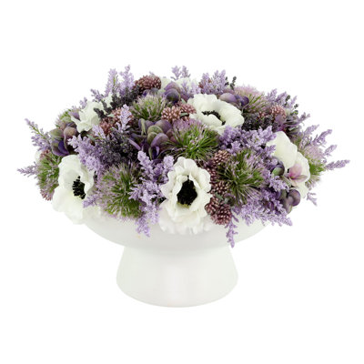 Anemone Centerpiece with Thistle and Berries