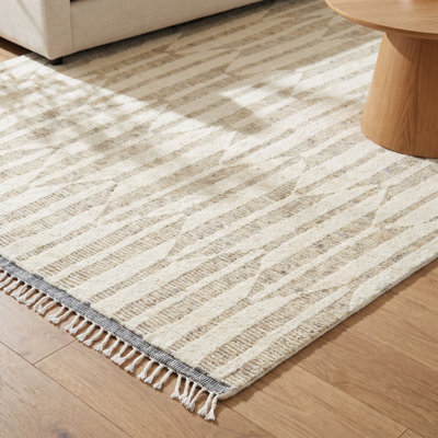 Wesler Beige Ivory Hand-Knotted Wool Rug