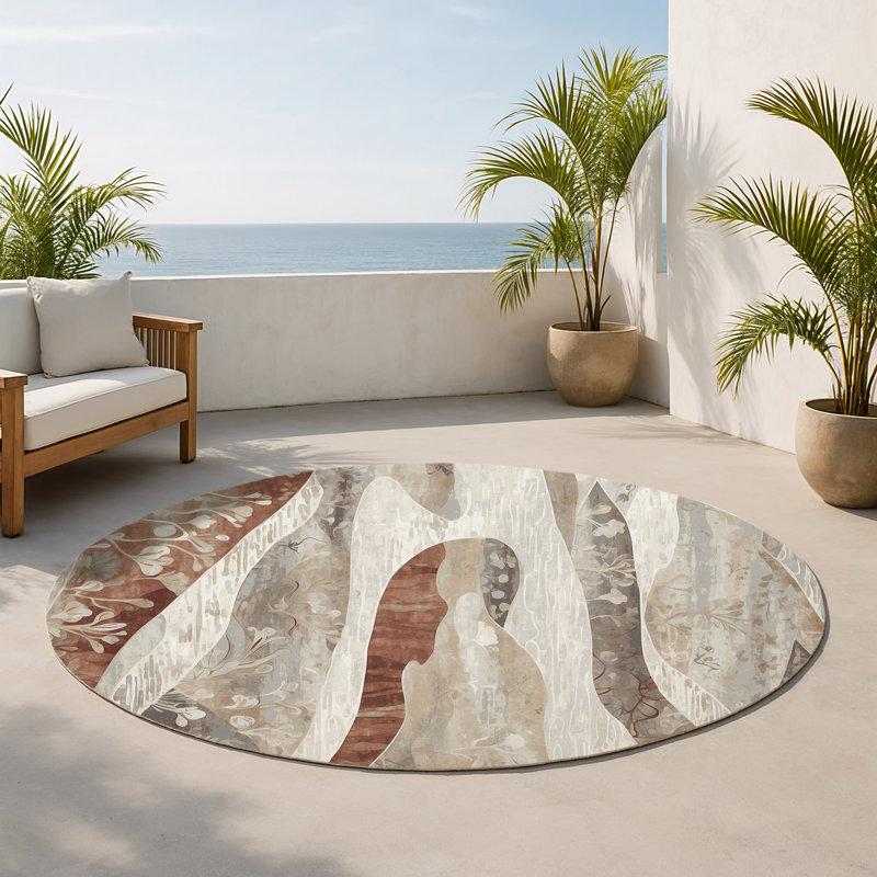 Tapis intérieur et extérieur Windswept Harmony, Rond 5 pi