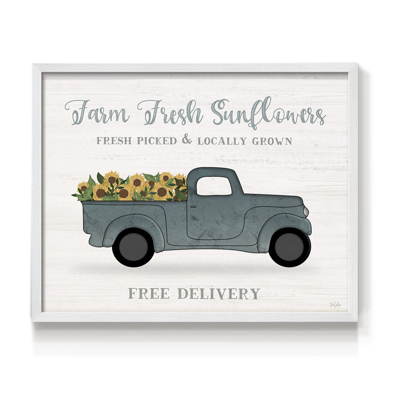 Farmers Market Truck -Framed Print - Restickable, H 8 po x l 10 po, Blanc