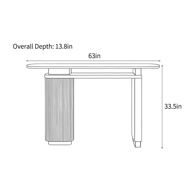 Console moderne et simple, Blanc / noir / or, H 33,5 po x l 63 po x P 13,8 po