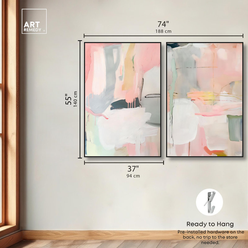 «Oasis Minimalist Room Art», ensemble de 2 impressions sur toile par , H 55 po x l 37 po, Noir