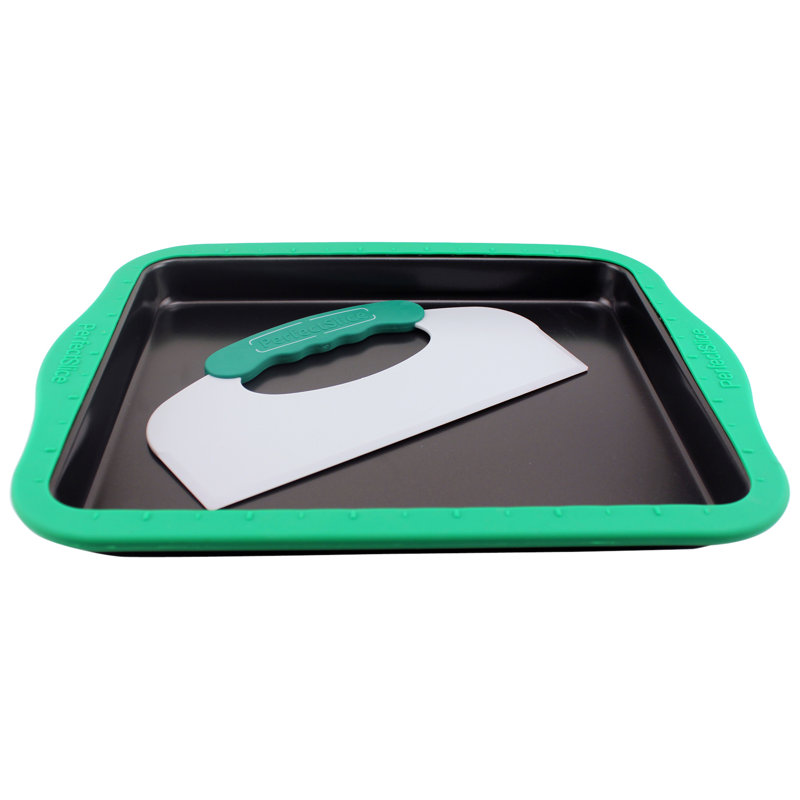 Plaque à biscuits antiadhésive en acier au carbone 14 po 2 pièces BergHOFF Perfect Slice, Noir / vert