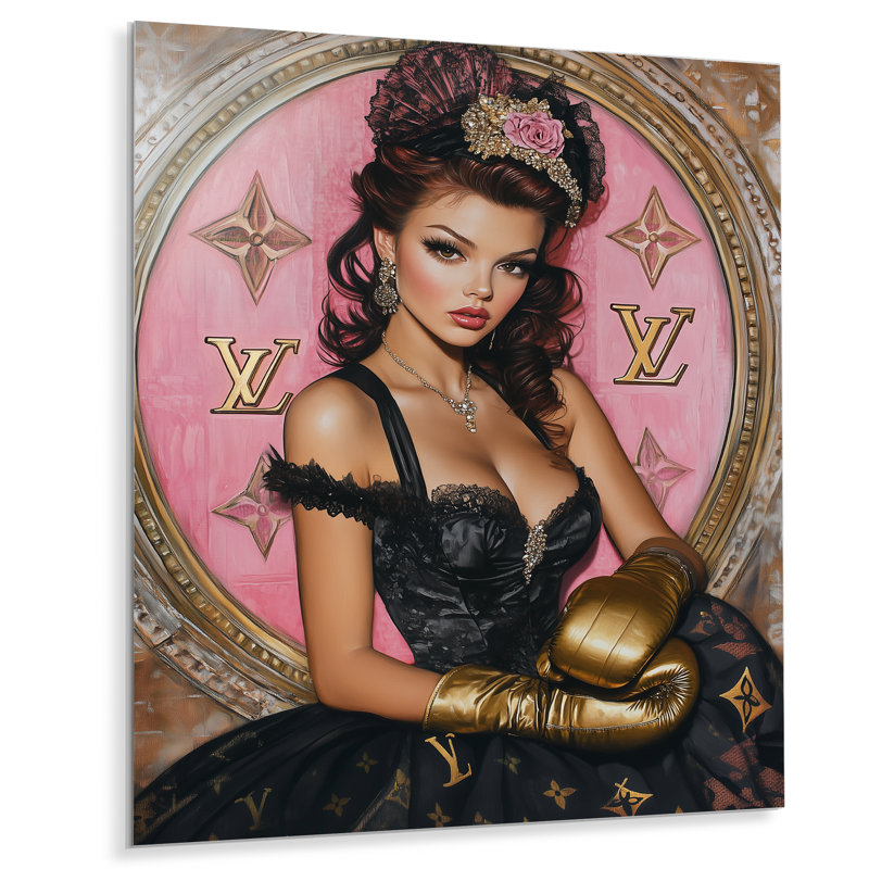 Pin Up With Poutty Lips - Art mural femme cabaret, Métal métal, H 32 po x l 24 po x P 1 po