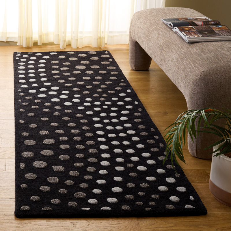 Amier Hand Tufted Wool And Viscose Abstract Rug, Runner 2'6" x 8'