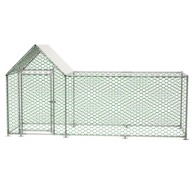 Elske Metal Chicken Run Coop, Walk-in Cage with Waterproof & Anti-UV Cover Lockable Door Design