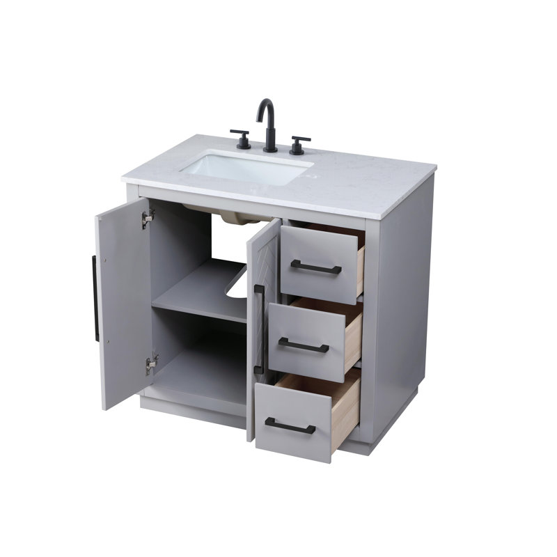 Meuble-lavabo simple 36 po, Gris