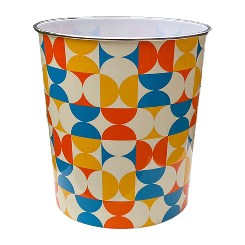 Newburgh Plastic Waste Paper Basket Bin Floral Round Trash Can Lightweight Recycling Bin ( 7.7L )