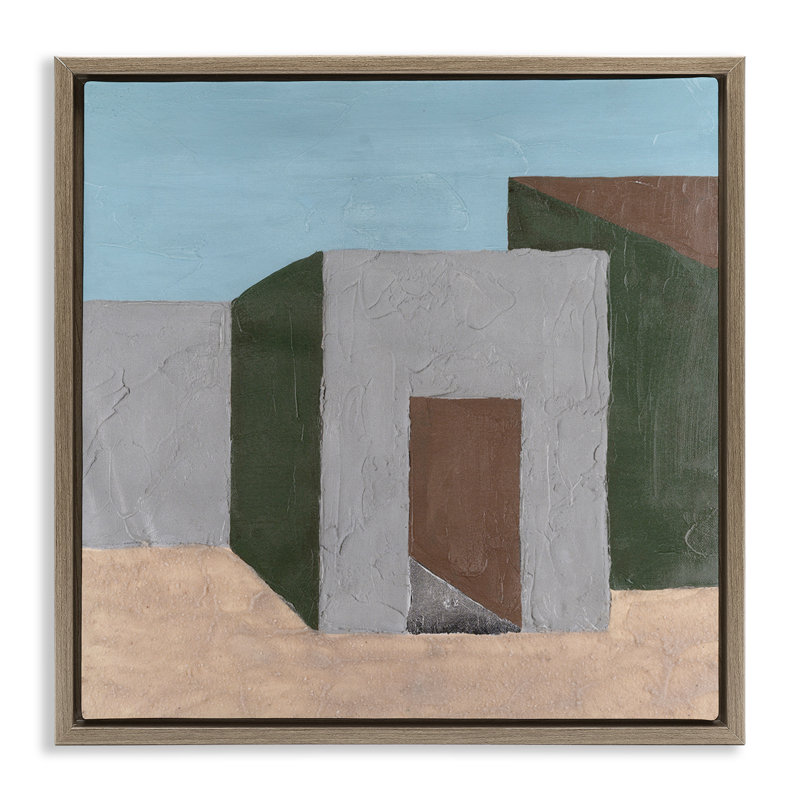 «Geometric Desert House», art mural encadré par Michael Willett, Cadre flottant orme Montalcino, H 25 po x l 25 po