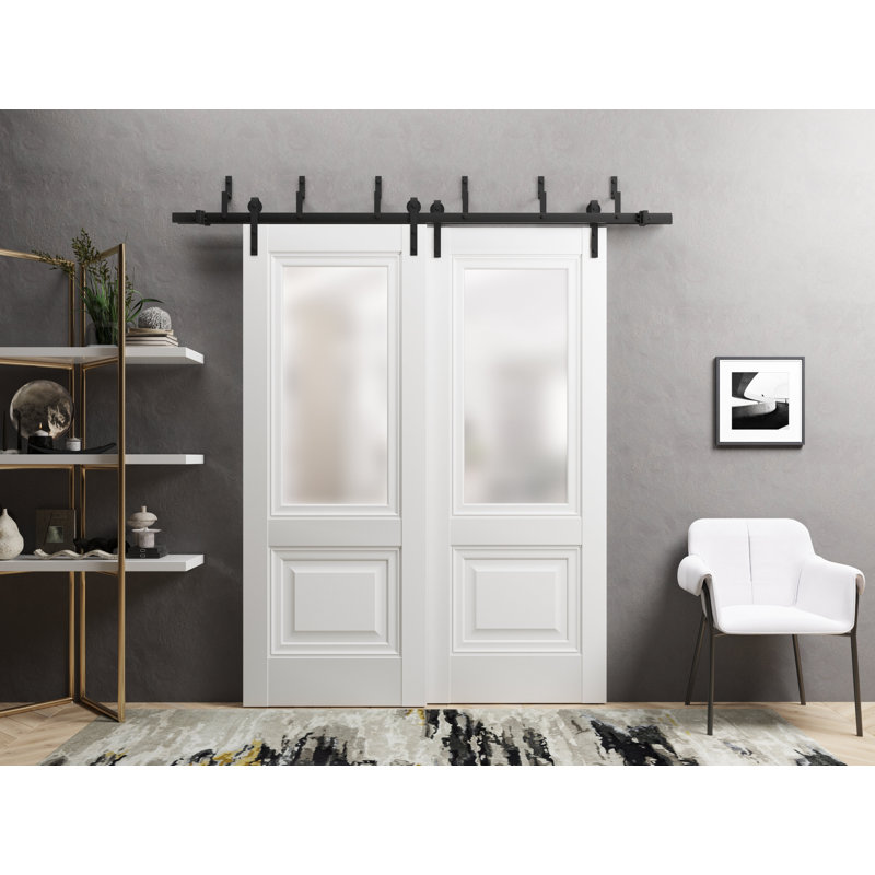 Portes blanches à panneau coulissant Lucia, 84 po x 80 po