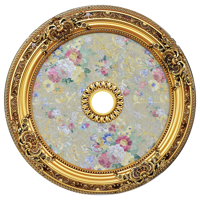 Plafonnier rond floral, Or antique