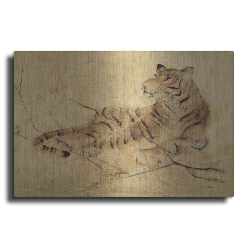 «Global Tiger Light Crop» par Cheri Blum, art mural en métal, H 12 po x l 16 po x P 0,13 po