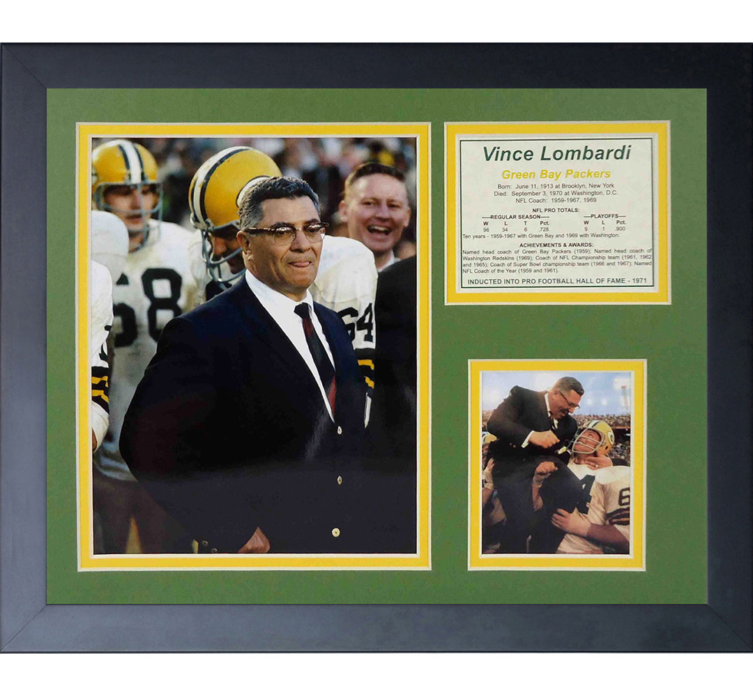 Green Bay Packers Vince Lombardi Framed Memorabilia Legends Never Die