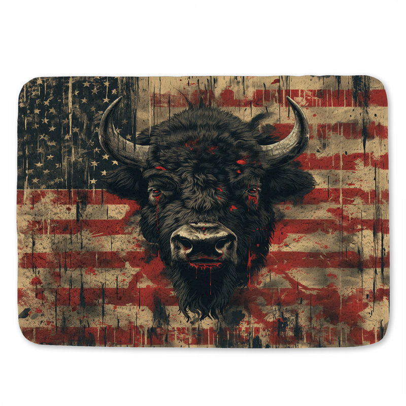 Buffalo drapeau tapis de bain patriotique salle de bain Decor Americana, L 17 po x L 24 po