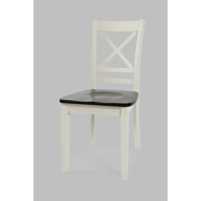 Chaise d'appoint en bois massif Paulis, Blanc