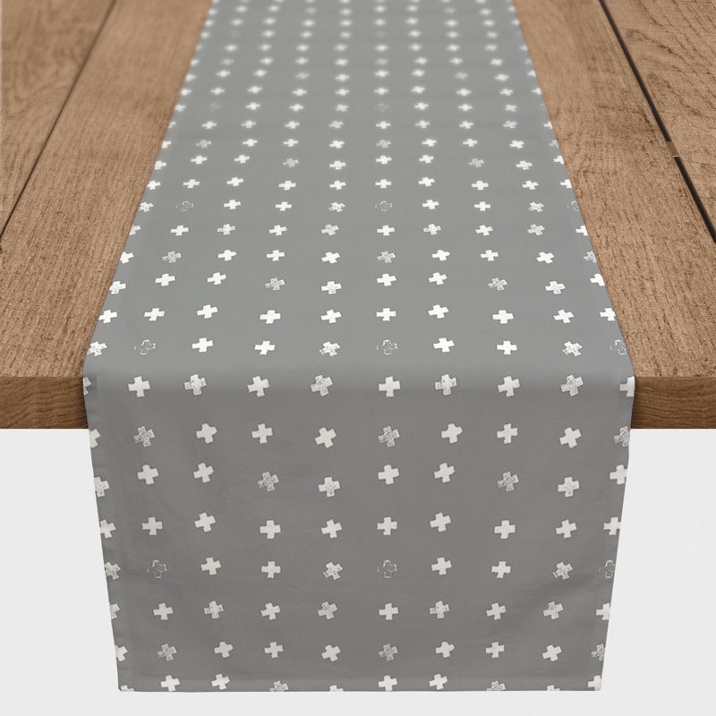 Chemin de table géométrique Mcintosh, L 90 po x l 16 po, Gris, Mckee géométrique