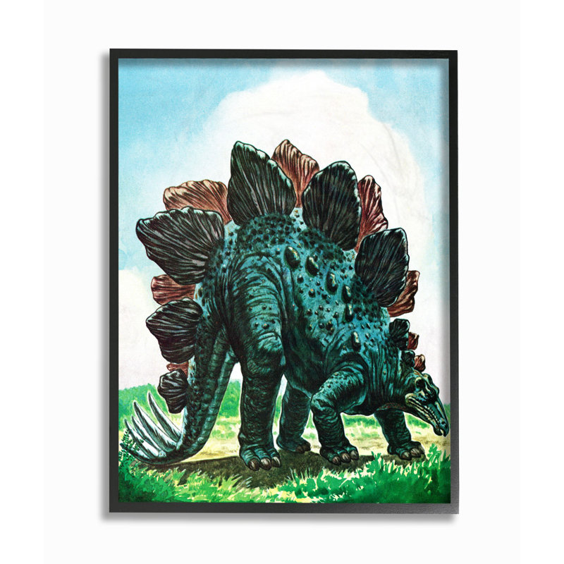 Art de champ de dinosaures Levingston, H 20 po x l 16 po, Giclée encadrée noir minuit