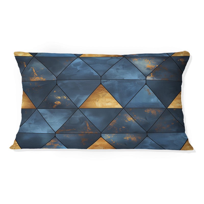Coussin lombaire moderne Blue Glam Triangles III - Modern