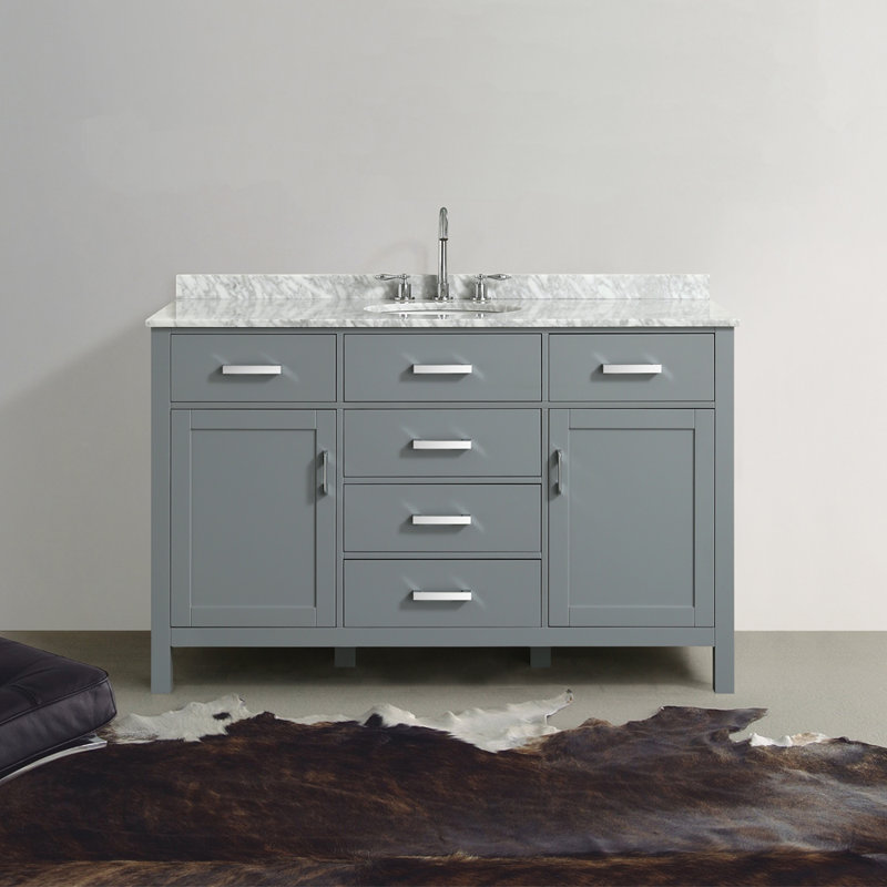 Ensemble de meuble-lavabo simple 55 po Bristol, Gris