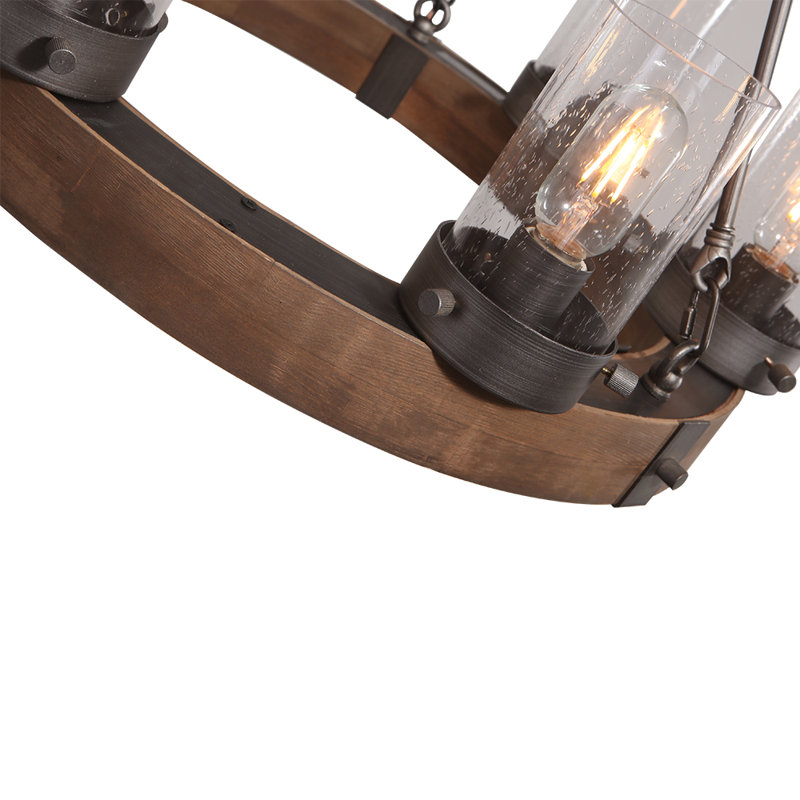 Manette 6 - Light Dimmable Wagon Wheel Chandelier
